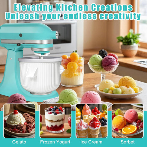 SIMBIKOO 4.5 2-Quart Frozen Frozen Ice Cream Maker Attachment for KitchenAid Stand Mixer, Kithcen aid Ice Cream Maker
