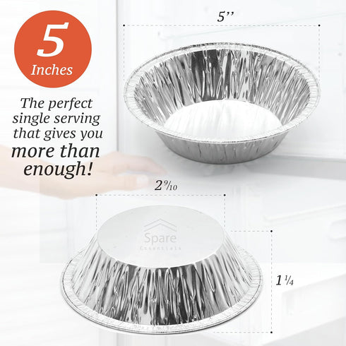 (60 Pack) 5 Inch Pie Tins, Disposable Mini Pies Tin for Baking, Foil Tins for Freezer-to-Oven Use