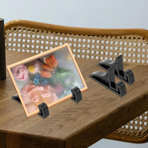 TEHAUX 10pcs Plastic Photo Frame Holders, Mini Stands for Pictures, Book Accessories, Desktop Display Support