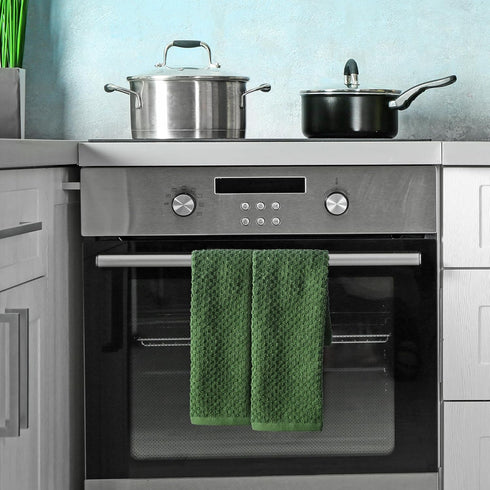 Infinitee Xclusives Premium Kitchen Towels, Pack of 6, 100% Cotton, 15 x 25 Inches Absorbent Dish Towels, Green Dish