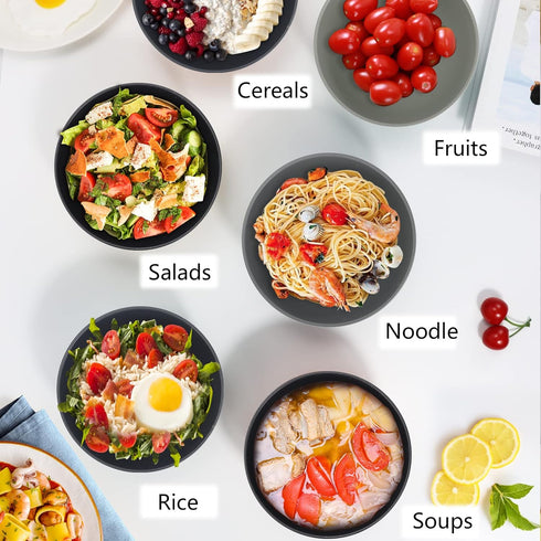 PYRMONT Wheat Straw Bowls, 26 OZ Plastic Reusable Unbreakable Soup Bowls, Set of 8, Dishwasher & Microwave Safe