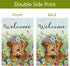 Welcome Spring Garden Flag 12x18 Inch Burlap Double Sided Vertical Highland Cow Farmhouse Outdoor Decor