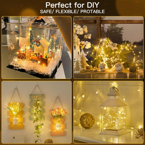 suddus 66ft 200 LED Outdoor String Lights, Warm White Christmas Fairy Light Battery Operated with Remote