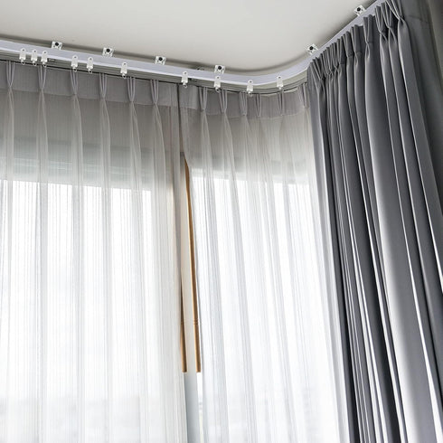 Jetec Curved Ceiling Curtain Track Bendable Mount for Bunk Bed, Bay Window Room Divider, Flexible Straight (White, 9.8