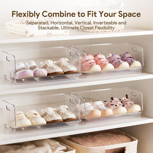 Closet 2 HBlife Clear Acrylic Kids Shoe Rack Baby Toddler Shoe Storage Organizer for Floor Entryway Bedroom, Tier