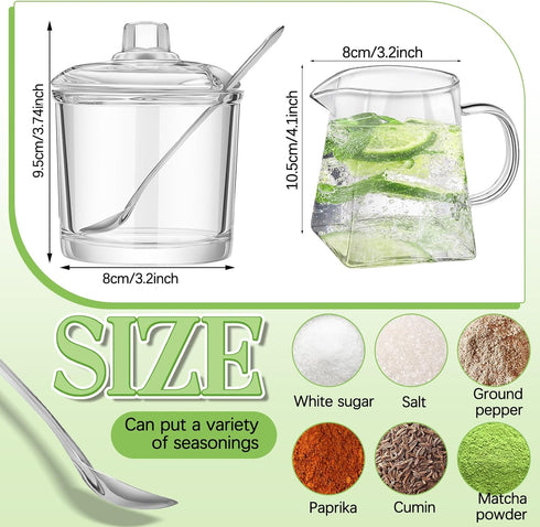 Leinuosen 2 Pcs Glass Pitcher Elegant Shaped Glass Creamer Pitcher, Glass Tea Pitcher, Coffee Milk Creamer Pitcher,