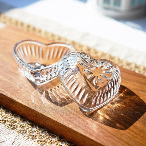 Set of 6 Stackable 2oz Glass Prep Bowls, Mini Heart-shaped Glass Dip Bowls for Kitchen, Microwave & Dishwasher Safe