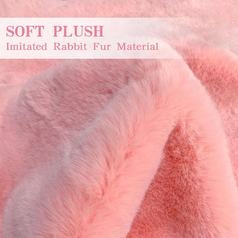 4.6x6 ft Pink Bear Soft Fluffy Large Rug, Shaggy Faux Sheepskin Fur Rug Fuzzy Shag Area Rug Cute Plush Carpet