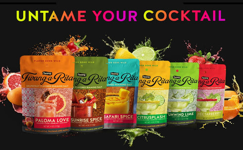 Rimming 4 (Set 3) 1 Twang-A-Rita Cocktail Salt Blend, Savory Variety, Ounce Pouch of Each: Chile Lime, Grapefruit