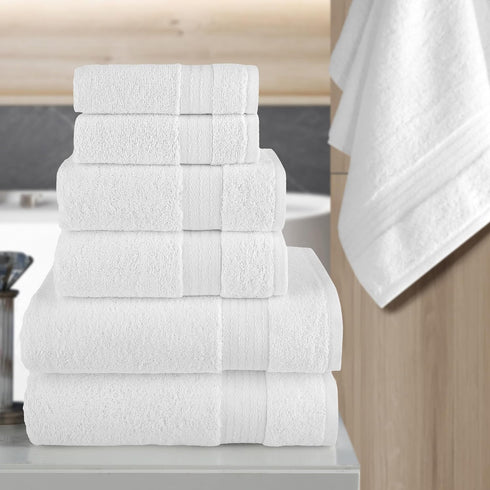 6-Piece Set, 2 2 2 100% Elegant Comfort Premium Cotton Towel Includes Washcloths, Hand Towels and Bath Towels, Turkish