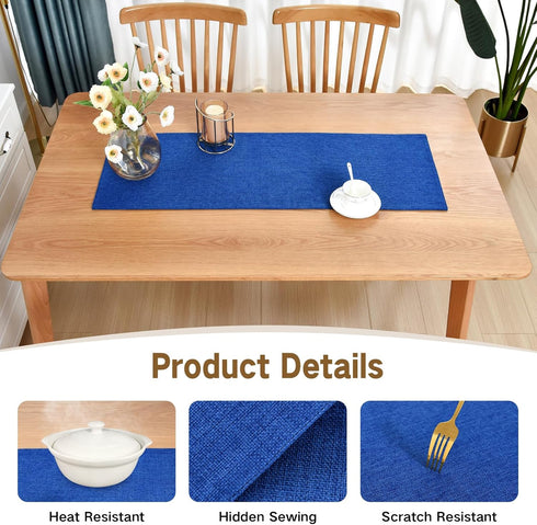 36 inches 13x36 Inch Farmhouse Rustic Table Runner Blue Faux Linen Double Layer Table Runners Thick Reversible Short