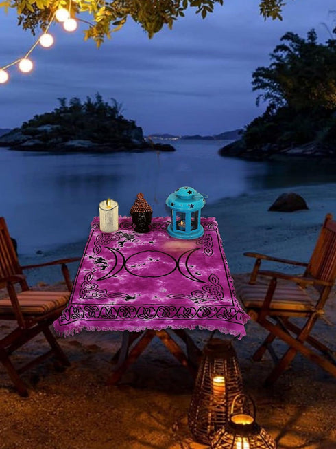 Indian Consigners Altar Cloth - Purple Triple Moon Square 18" for Alter Tarot Spread