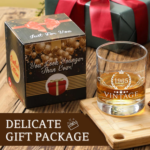 AOZITA 60th Birthday Gifts for Men, Party Supplies, 11oz Whiskey Glass for 60th Anniversary, Bday Gifts Ideas