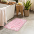 Seavish Vintage Non-Slip Washable Bathroom Rugs, 18"x26" Boho Tribal Soft Velvet Pink Accent Rug for Kitchen Sink