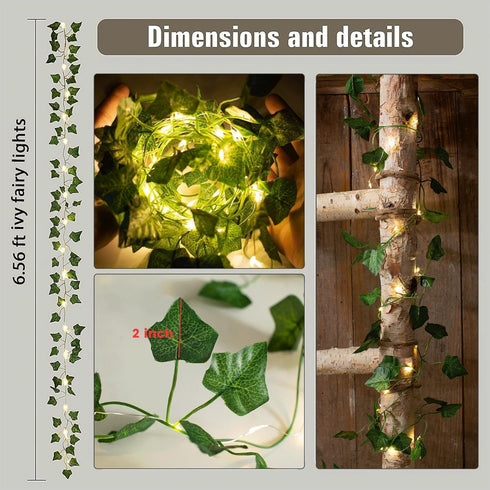 33 8 100 Ft Vine with Fairy Lights Battery Operated, Flashing Model Waterproof LEDs Battery Powered Artifical Ivy