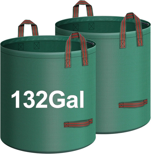 2-Pack 132 Gallons Leaf Bags, Reusable Yard Waste Bags, Heavy Duty Lawn