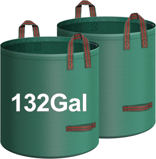 2-Pack 132 Gallons Leaf Bags, Reusable Yard Waste Bags, Heavy Duty Lawn