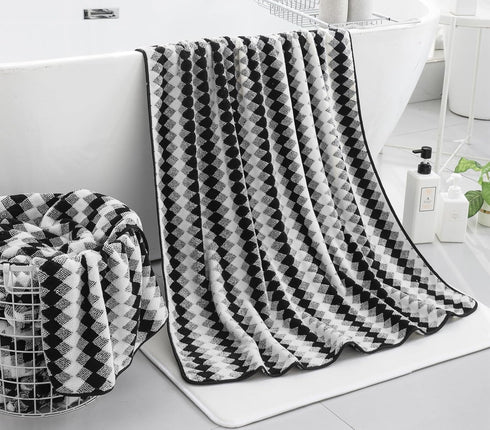 2 Set 16"x31" Set Hand Towel Black White Towel for Bathroom,Highly Absorbent & Quick Dry Hand Towel for Daily Use,Soft