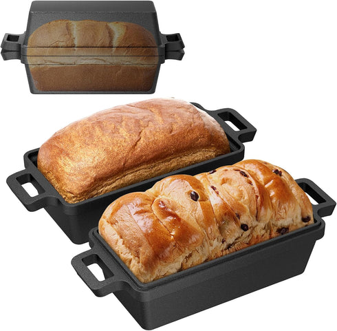 Heimekite 95 Inch Cast Iron Loaf Pan with Lid, bread pans for baking,