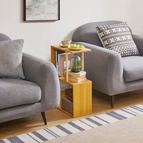3-Tiered YD-ST003N Aibiju S-Shaped Side Table for Small Spaces, Freestanding Side Table, Sofa End Table, Narrow End