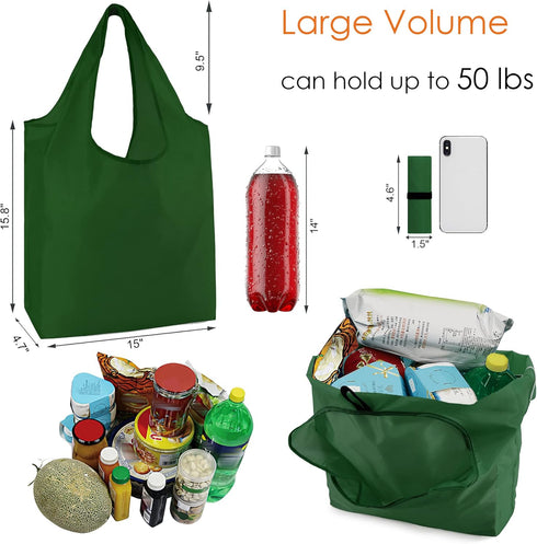 BeeGreen 12 Pack Reusable Bags for Shopping Machine Washable Xlarge Grocery bags Reusable Heavy Duty Folding