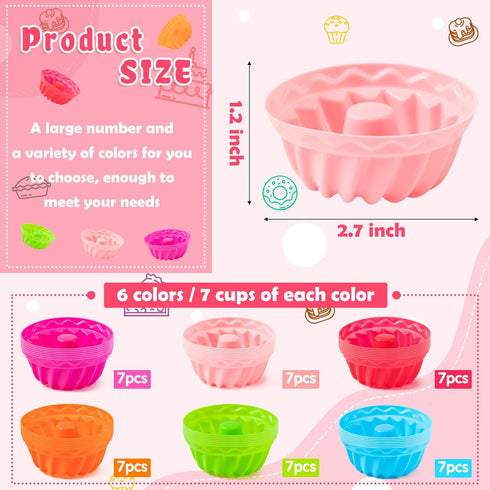 R HORSE 42Pcs Silicone Baking Molds Pumpkin Silicone Cups Non-Stick Muffins Mould Washable Cupcake Liners Donut Cake Pan Reusable Cupcake Wrapper Molds for Pan Oven Microwave Dishwasher by R HORSE