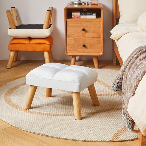 15.74" D11.81" W10.62" UHBD032H YMYNY Footstool, Small Ottoman Stool Chair with Wooden Legs, Modern Padded Sofa Seat