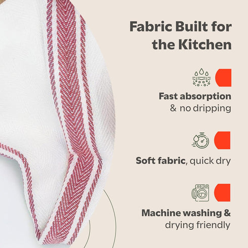 '-15 Pack 100% Set, 14" 25 Zeppoli Classic Kitchen Towels Natural Cotton Towel Reusable Wash Cloths, Absorbent Dish