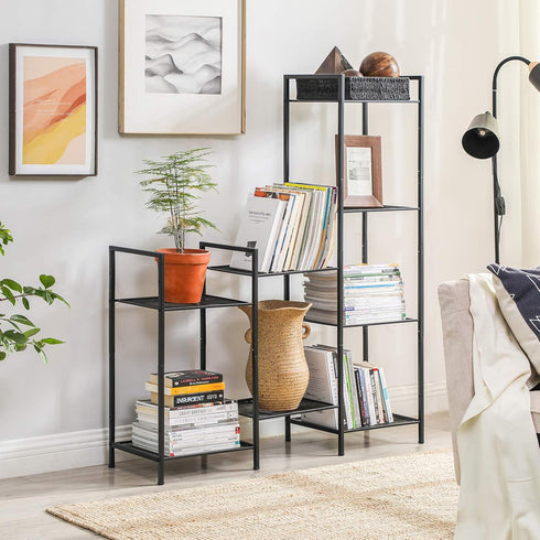 3-Tier UBSC33BK SONGMICS Storage Rack, Bathroom Shelf, Extendable Plant Stand with Adjustable Shelf, for Bathroom