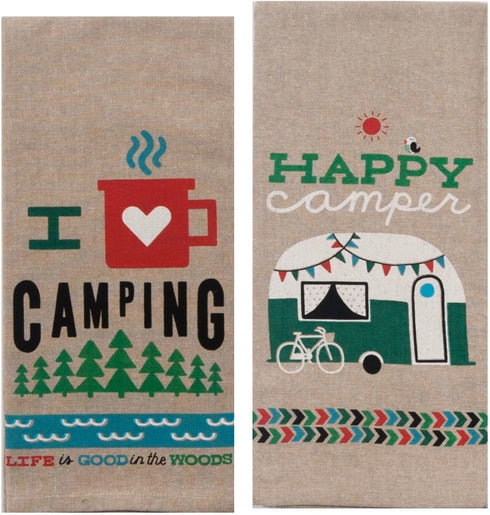 Kay Dee Designs Camping Adventures Chambray Towel Set - Happy Camper & I Heart Camping