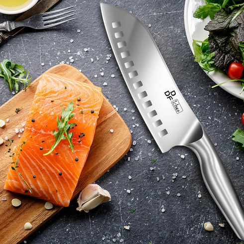 DDF iohEF 7 Inch Santoku Kitchen Knife, Japanese Stainless Steel, Ultra Sharp with Non-slip Ergonomic Handle