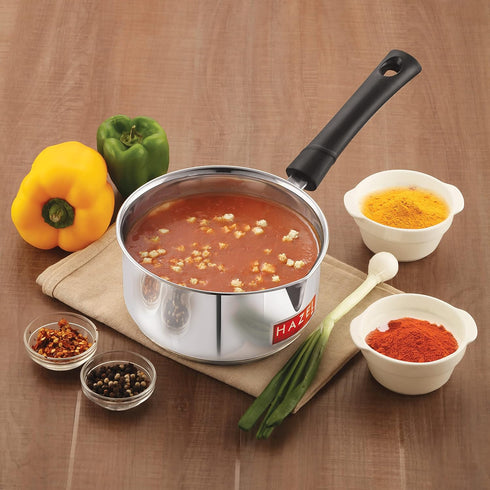 HAZEL Stainless Steel Saucepan with Handle for Induction Cooktop | Induction Base Ideal for Tea Milk Maker Vessel Cooking Easy to Clean, 1.3 Quarts by Hazel