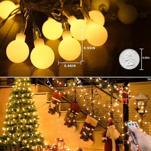 20 40 8 Globe String Lights, Feet LED Fairy Lights Battery Operated with Remote, Modes Indoor String Lights for Bedroom