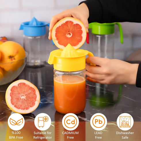 22.31oz Glass Lemon Juicer, Small Grapefruit and Citrus Juicer, Extractor Manual Hand with Handle and Pour Spout, BPA