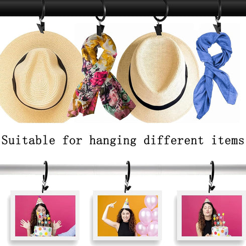 16 Pack Curtain Rings with Clips, Window Clip Rings, Hangers for Drapery, Mini 1 Inch Diameter, Fits up to 5/8" Rod,