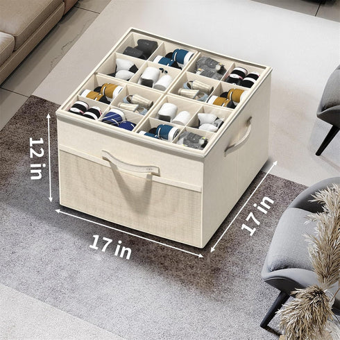 Closet,Foldable 16 Aokeyee Shoe Organizer for Shoe Storage Organizer Box Bin with Adjustable Dividers and Clear Cover