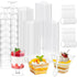 tchrules 300 Packs 4oz Dessert Cups with Spoons, 3 Styles Mini Plastic