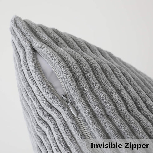18"x18"(45cm) Home Brilliant Striped Velvet Cushion Cover for Chair Supersoft Handmade Decorative Pillowcase, Light