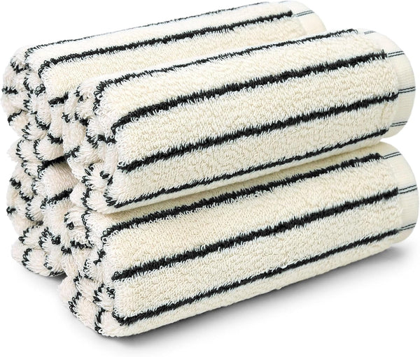 Jacquotha Striped Cotton Washcloths 4 Pack, 13 x 13 - Soft Wash