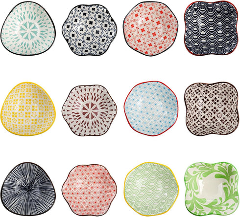 Frcctre Set of 12 Ceramic Dipping Sauce Bowls, 3 Oz Porcelain Pinch Bowls for Condiments, Ketchup, Appetizer