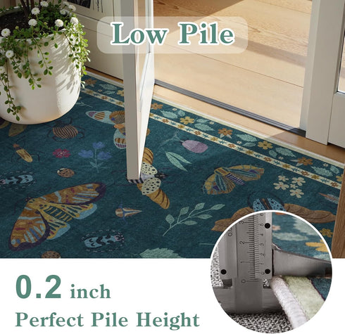 5x7 Decor(5'x7',Dark Beeiva Insect Print Rug for Bedroom - Soft Washable Non Slip Butterfly Playroom Rugs for Living