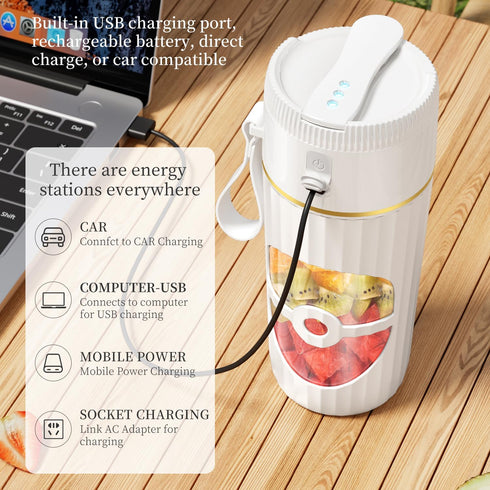 Glass Portable Blender for Smoothies and Shakes - USB-C Rechargeable, 15oz/450ml Mini Cordless Personal Smoothies Maker for Fruit Mixing, Ideal for Home, Travel, Beach, Office, and Sports Use (Green) by PONDI
