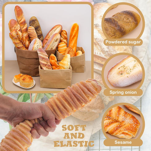 5pcs Set Gresorth Artificial French Bread for Decoration Highly Simulated Fake Rye Baguette Home Kitchen Party Food