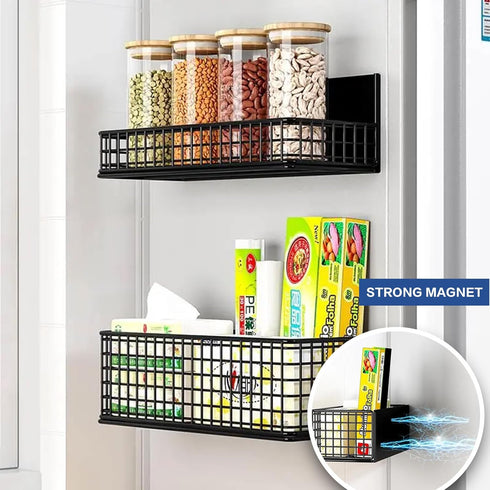 Magnetic Basket Fridge Large Pen Holder, Whiteboard Metal Wire Basket Storage Organizer (Black-High)
