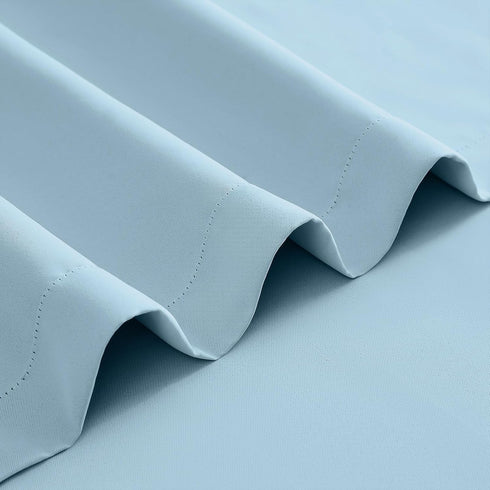 84 Inches 2 52" 84" Melodieux Blue Pom Pom Curtains Long for Bedroom, Living Room Darkening Blackout Boho Curtains