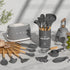Umite Chef Kitchen Cooking Utensils Set, 33 pcs Non-stick Silicone Spatula Set with Holder, Woodle Handle Heat Resistant Gadgets Utensil (Gray) by Umite Chef