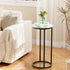 Katrawu Blue(11.81" 11.81" 23.62" C Shaped end Table,Wood Round Side Table for Couch,Small Sofa Table with Metal Frame