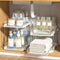 Delamu 2 Sets of 2-Tier Multi-Purpose Bathroom Under Sink Organizers and Storage, Stackable Kitchen Pantry Organization