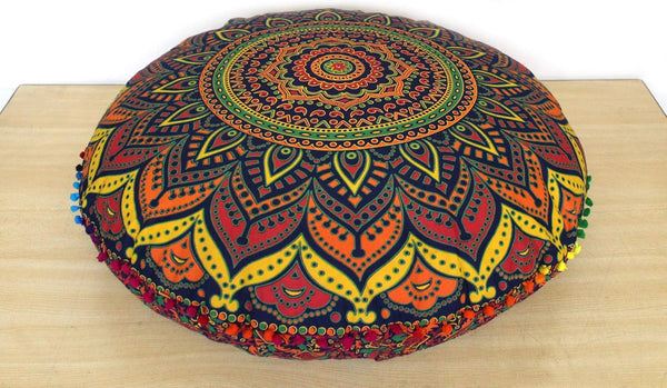 CRAFT KALA 32 Inch Meditation Floor Pillow Cover Round Pillow Seating Hippie