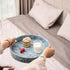 12.6 PEMAR Mother of Pearls Lacquer Inlaid Round Serving Tray with Handles, Round Decorative Nacred Wooden Ottoman